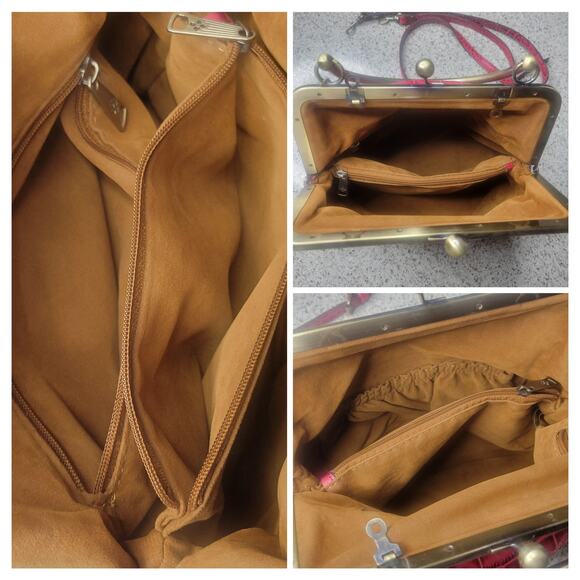 Patricia Nash 10th Anniversary Novella Kiss Clasp Pink Croc Crossbody Handbag - Picture 8 of 16